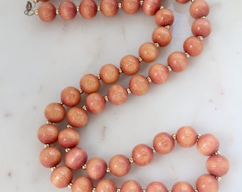 Vintage Wooden Beaded Necklace Wood Bead Necklace Wood Necklace 30" Bead Necklace