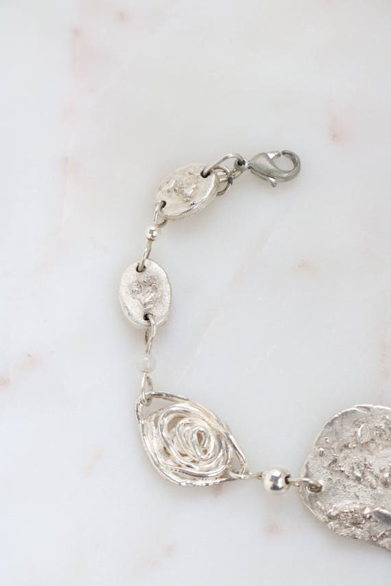 Vintage Sterling Silver Abstract Circle Link Brac… - image 5