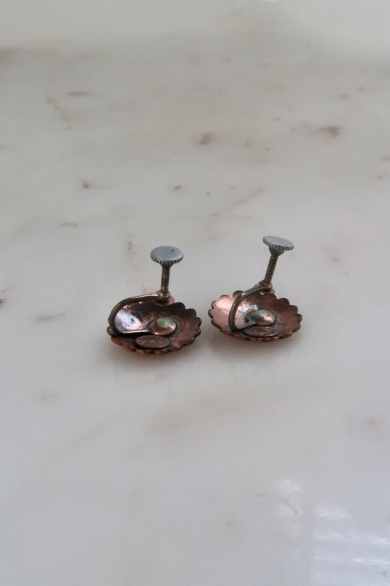 Vintage 1960s COPPER BELL Earrings Copper Concho … - image 5