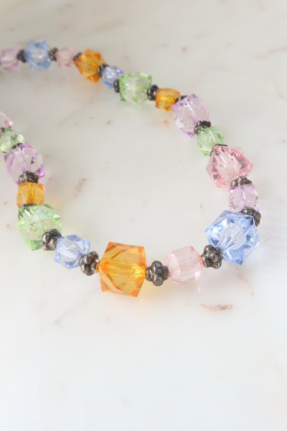 Vintage Multi Colored Beaded Necklace Glass Bead … - image 1