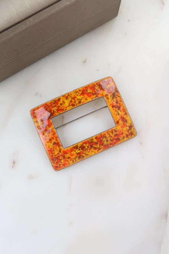 Vintage Orange Rectangle Shape Brooch - image 16