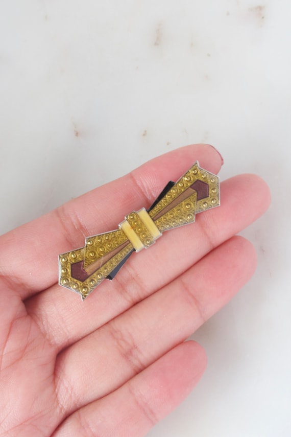 Vintage Art Deco Pierre Bex Style Brooch Geometri… - image 2