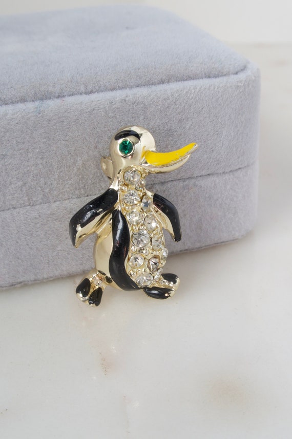 Vintage Penguin Brooch Rhinestone Penguin Brooch B