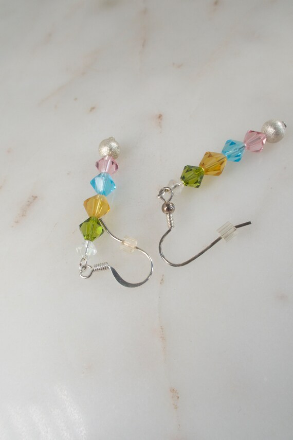 Vintage Multi Colored Crystal Dangle Earrings - image 8