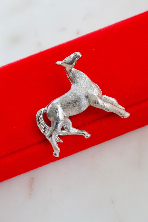 Alexander Castle Sterling Silver Horse Brooch - 925 Silver, 34x30mm, Gift Boxed