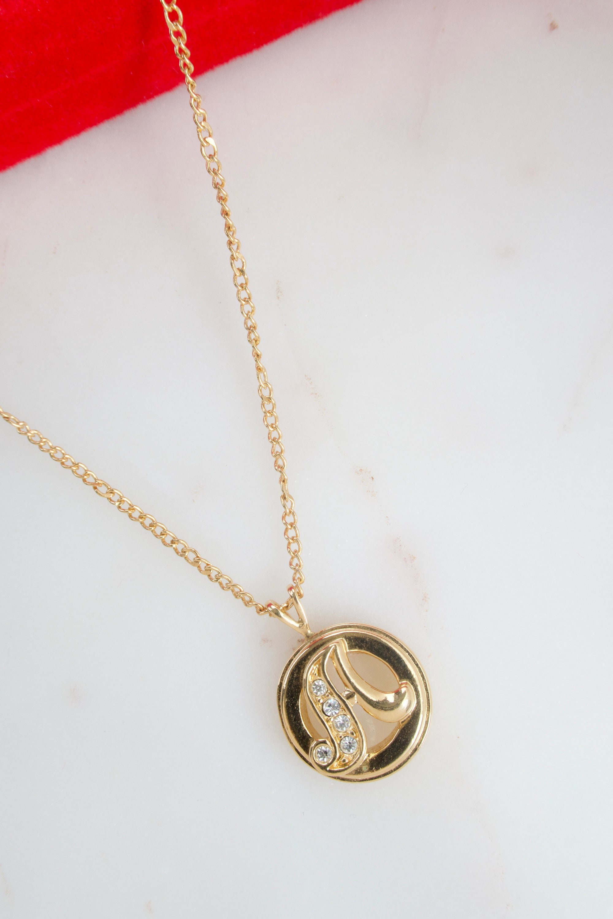 Vintage Avon Rhinestone Initial A Pendant Necklace Etsy Singapore
