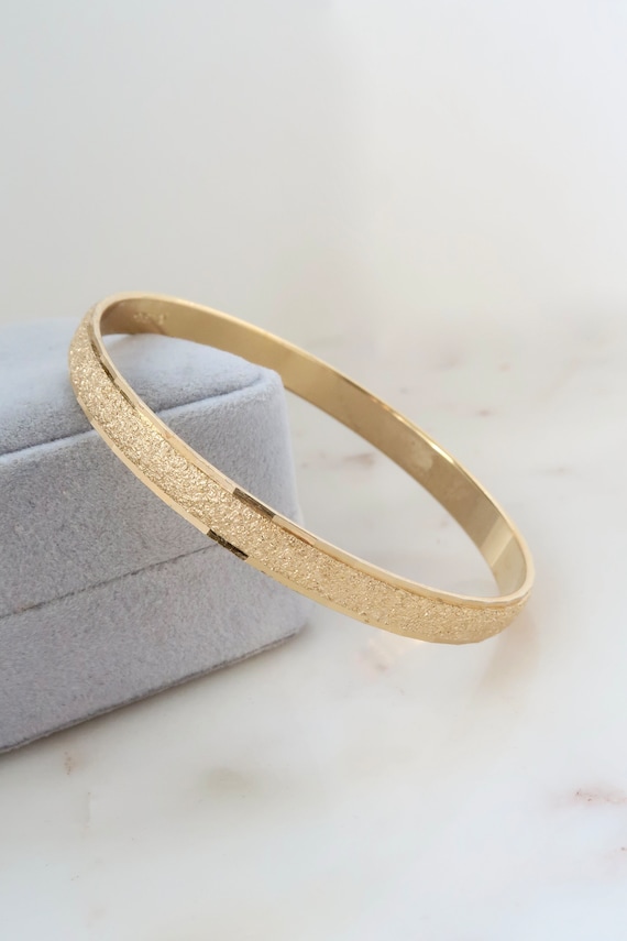 Vintage Monet Gold Bangle Bracelet Textured Bangle