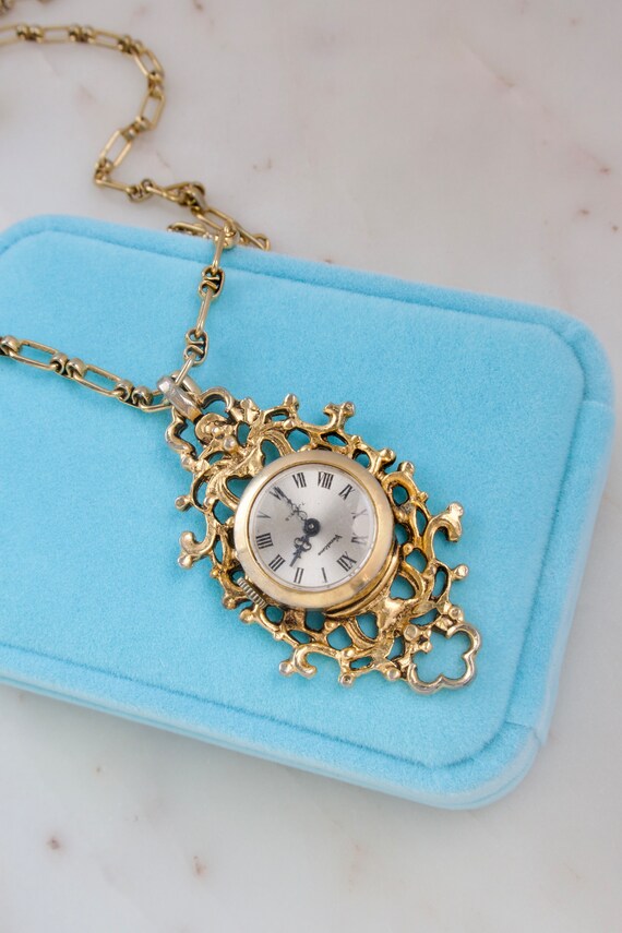 Vintage pendant watch necklace Gem