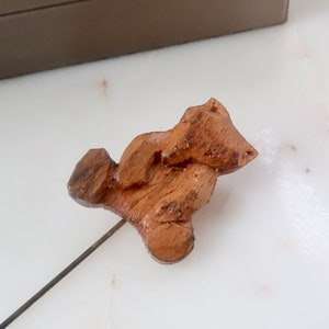 Vintage Carved Wood Bear Stick Pin