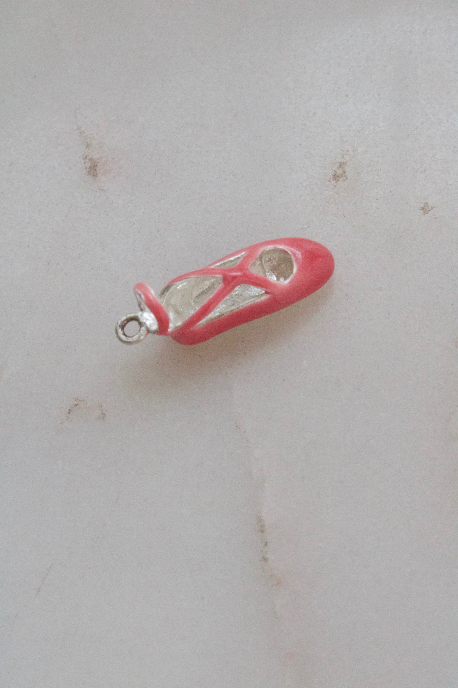 sterling pink ballet shoe charm - dancing shoe charm