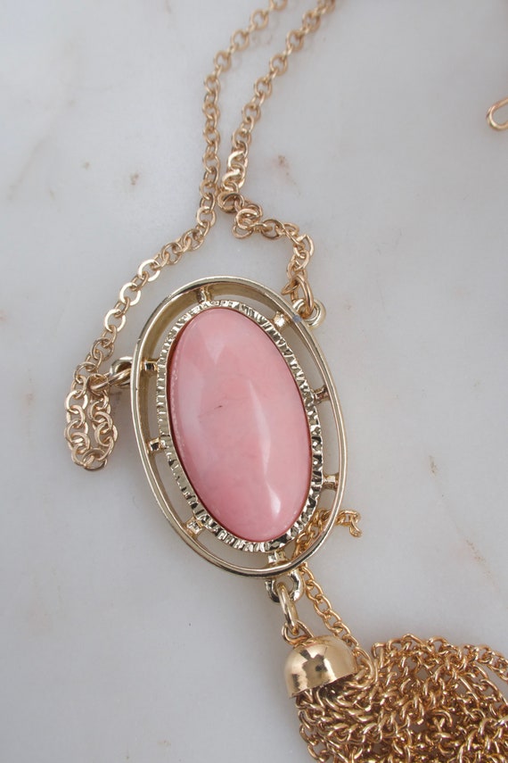 Vintage Sarah Coventry "Pink Lady" Tassel Necklace - image 4