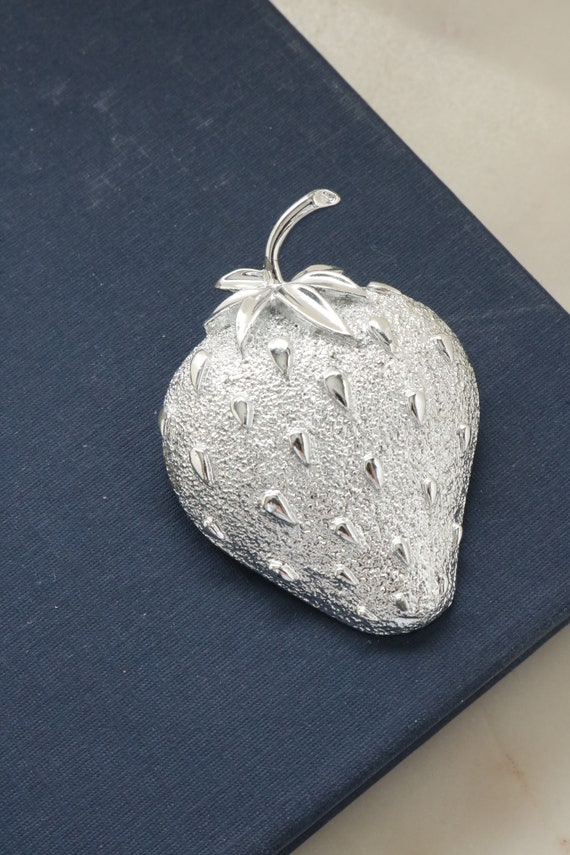 Vintage Silver Strawberry Brooch - Sarah Coventry