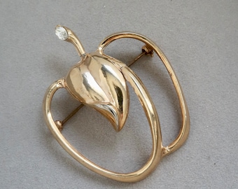 Vintage Gold Apple Brooch