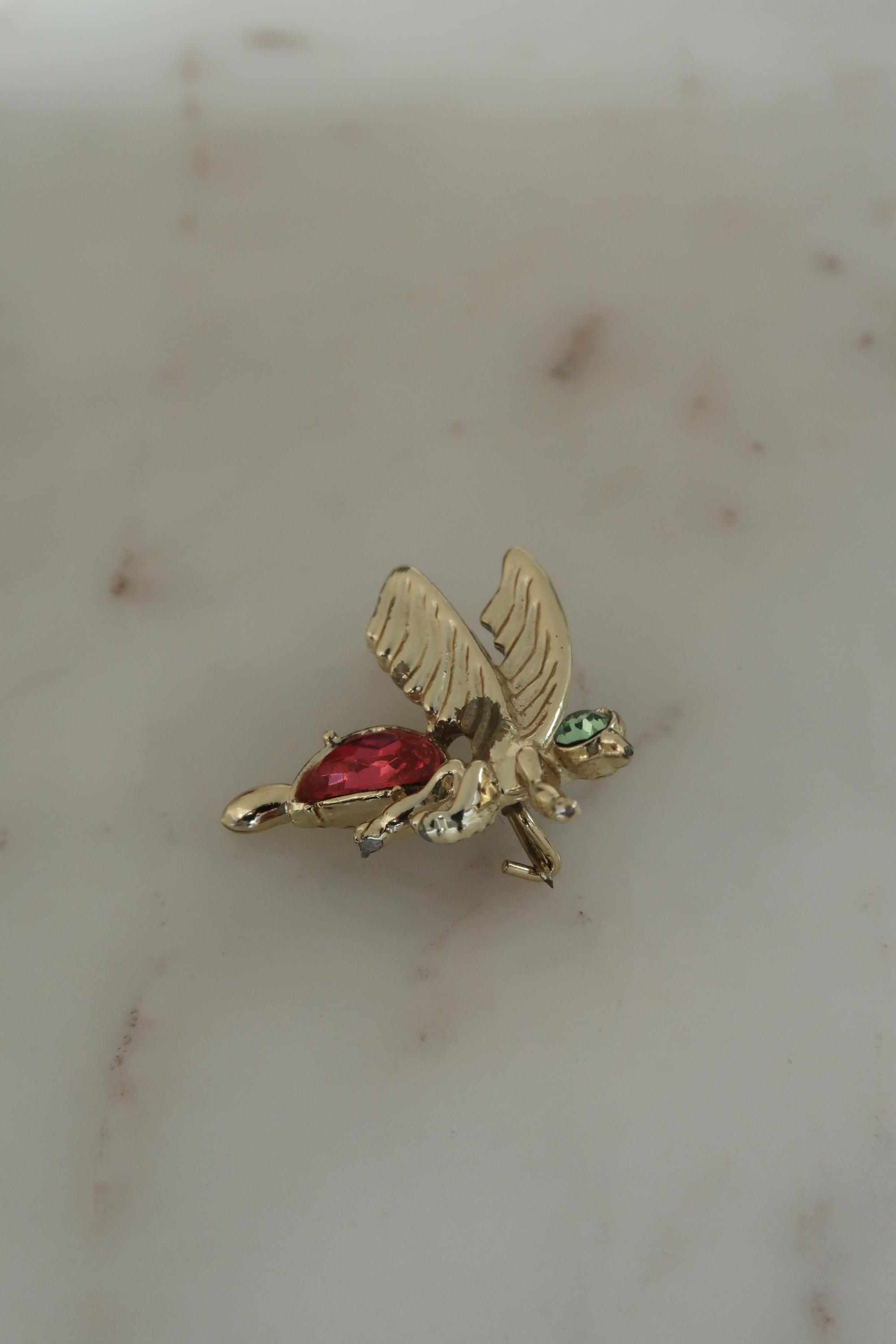 Broche Ancienne Vintage En Forme De Mouche/insecte Doré - Bijou Rare - Occasion