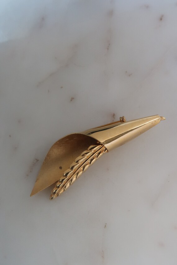 Vintage Gold Wheat Brooch - image 9