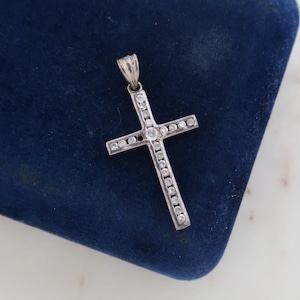 Vintage Sterling Silver Crystal Cross Pendant