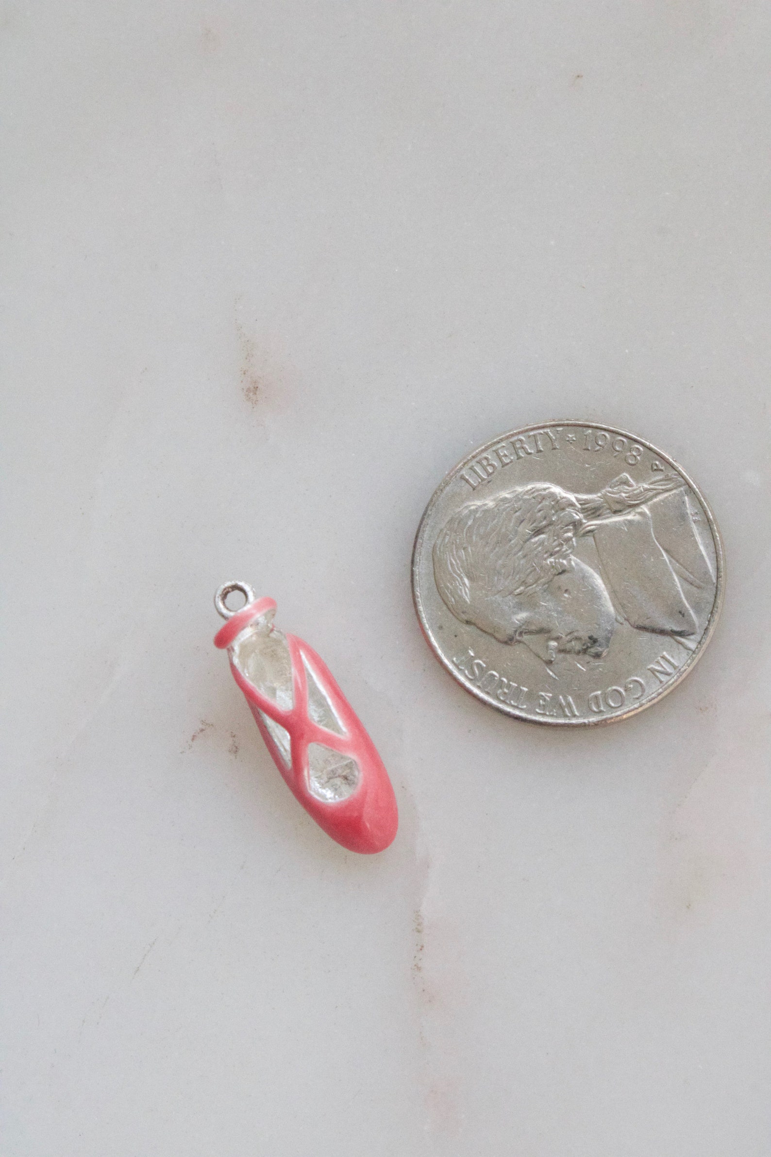 sterling pink ballet shoe charm - dancing shoe charm