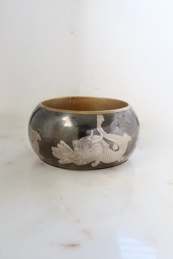 Vintage Brass Dragon Bangle Bracelet