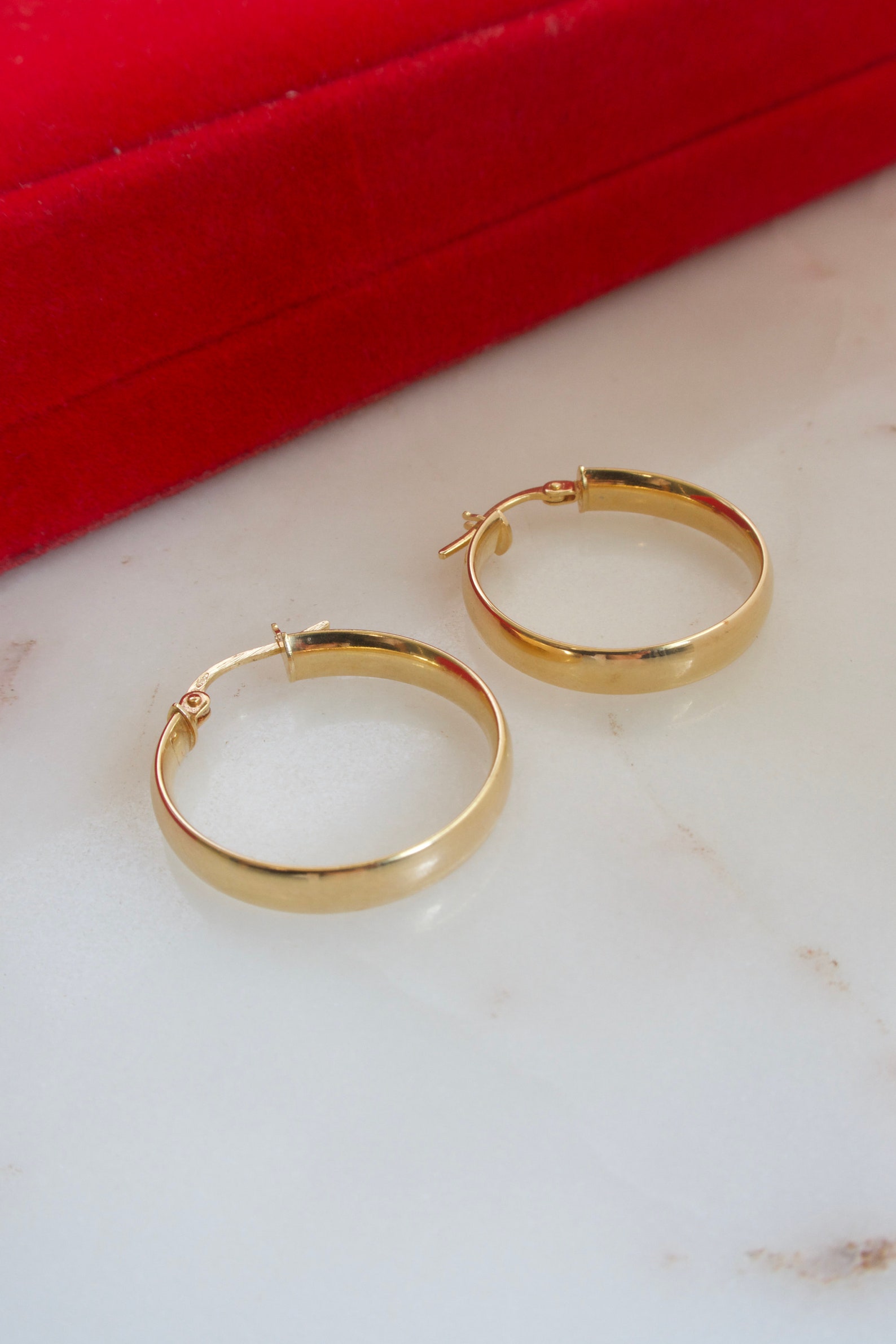 18k Solid Gold Hoop Earrings Gold Hoop Earrings Etsy