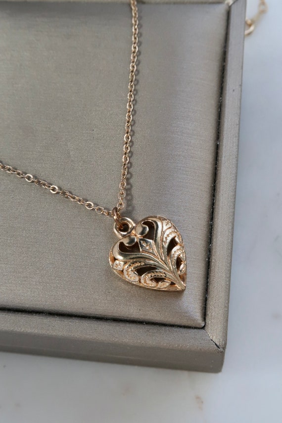 Vintage Gold Plated Heart Pendant Necklace