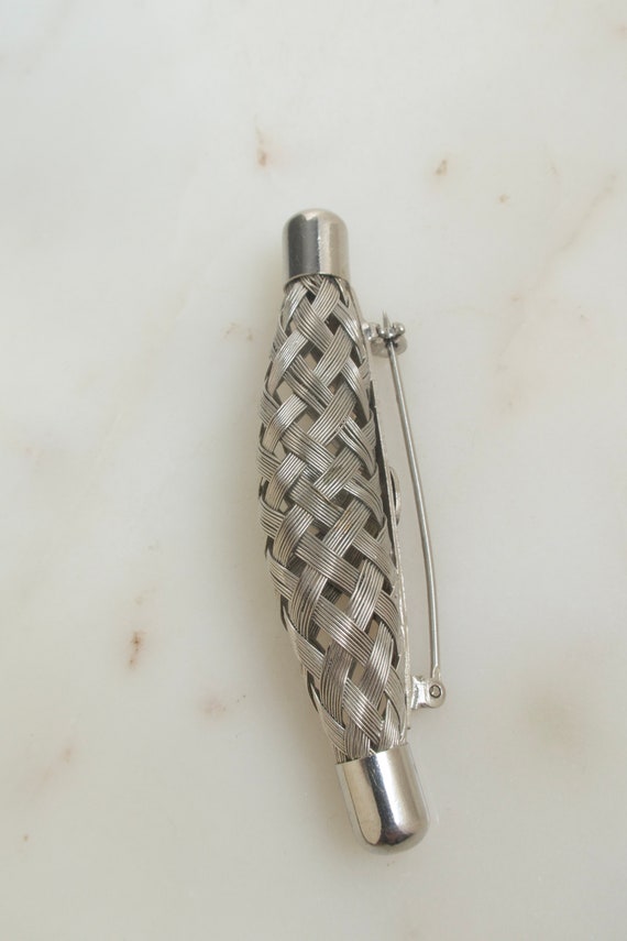 Vintage 1960s Hobé  Silver Woven Brooch - Braided… - image 2