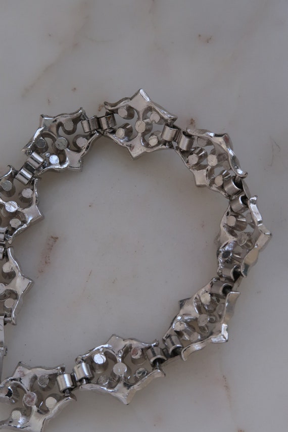 Vintage CORO Rhinestone Flower Link Bracelet For … - image 6