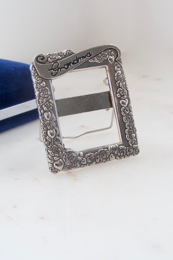 Vintage Silver Grandma Picture Frame Brooch - Stan