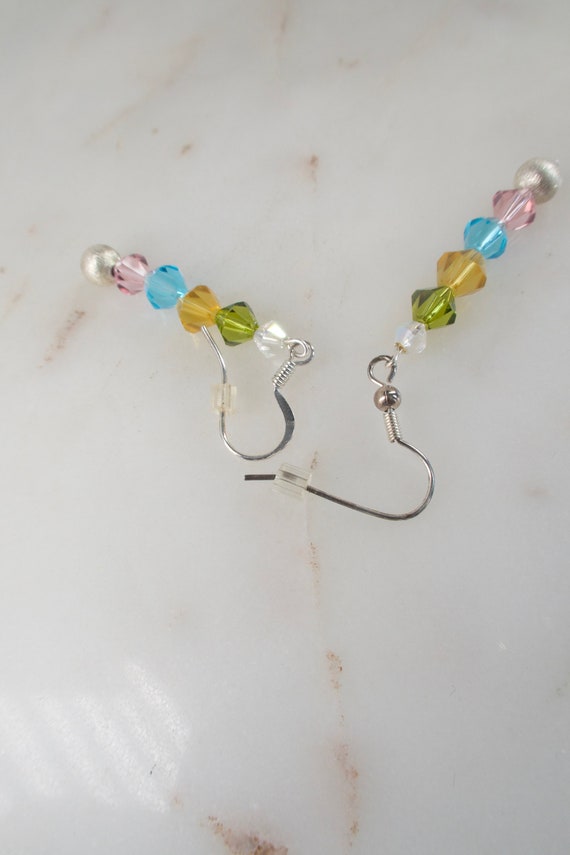 Vintage Multi Colored Crystal Dangle Earrings - image 6