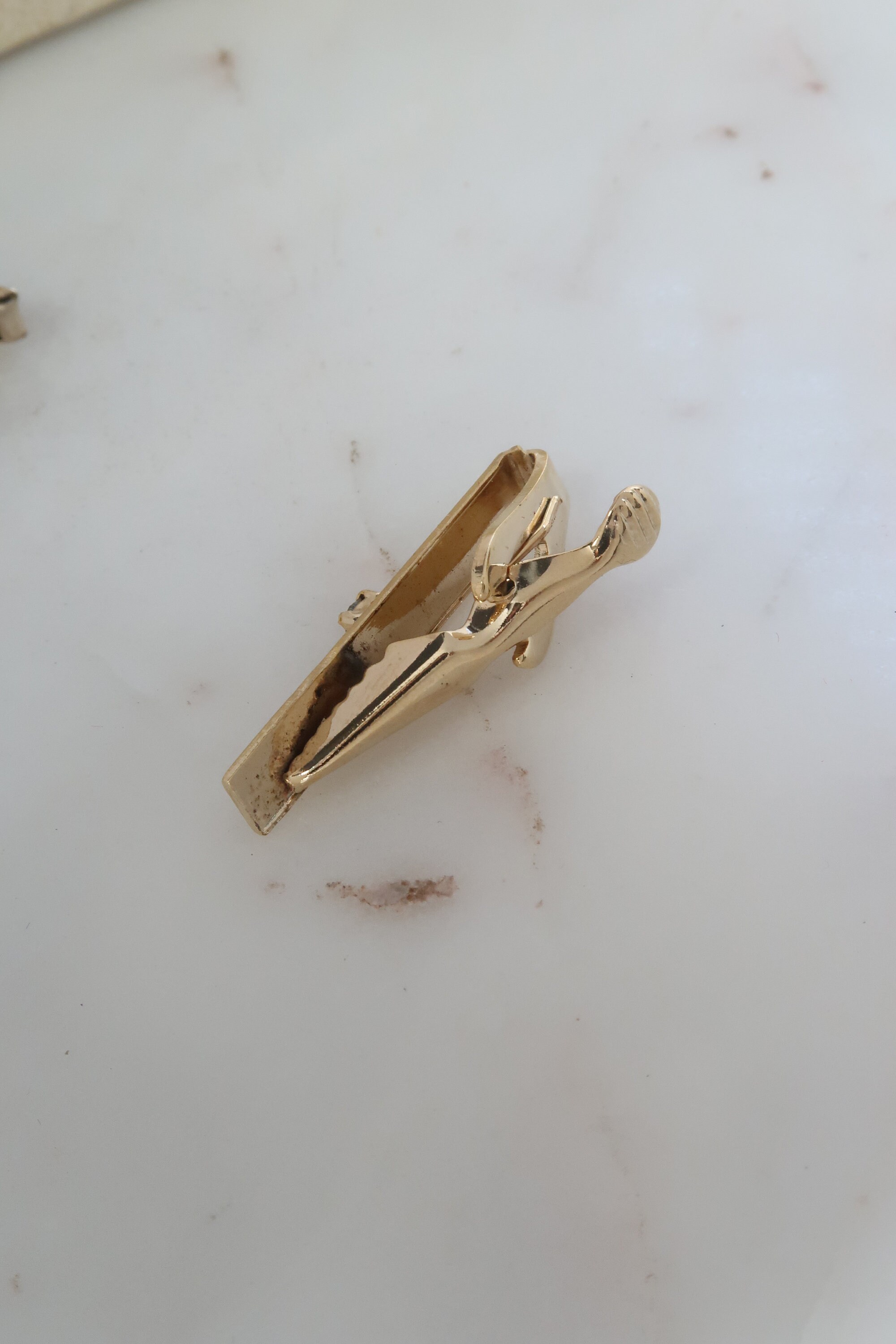 Boutons De Manchette Et Clips Cravate Vintage Pastèque - Ton Or, Occasion Pour Hommes