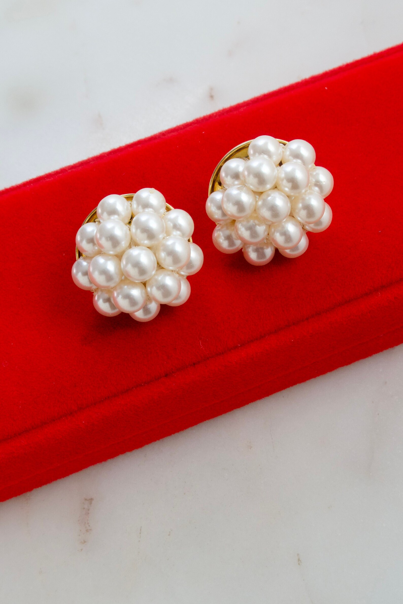 Vintage Pearl Cluster Earrings Etsy