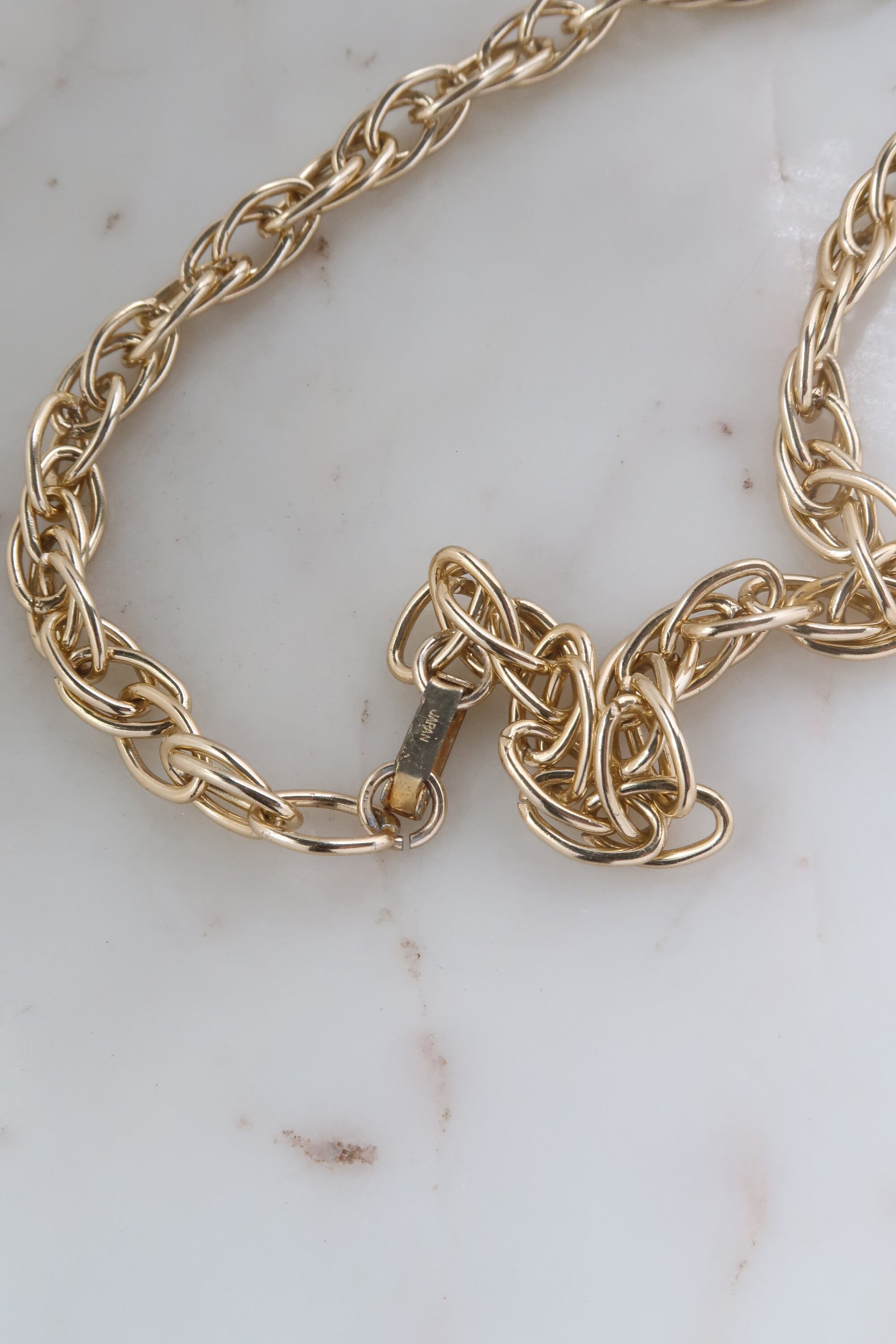 Vintage JAPAN Gold Chain Necklace Chain Link Necklace Statement 