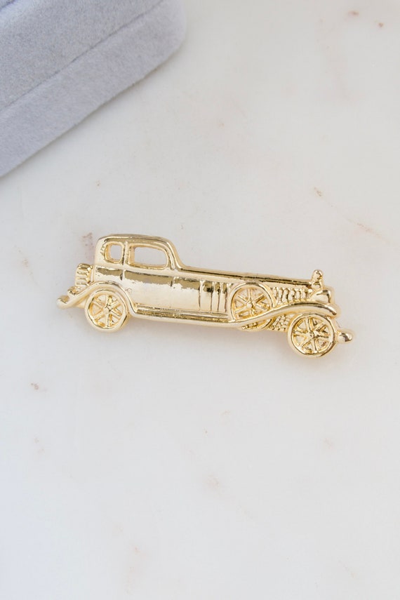 Vintage Gold Classic Car Brooch - Automobile Brooc