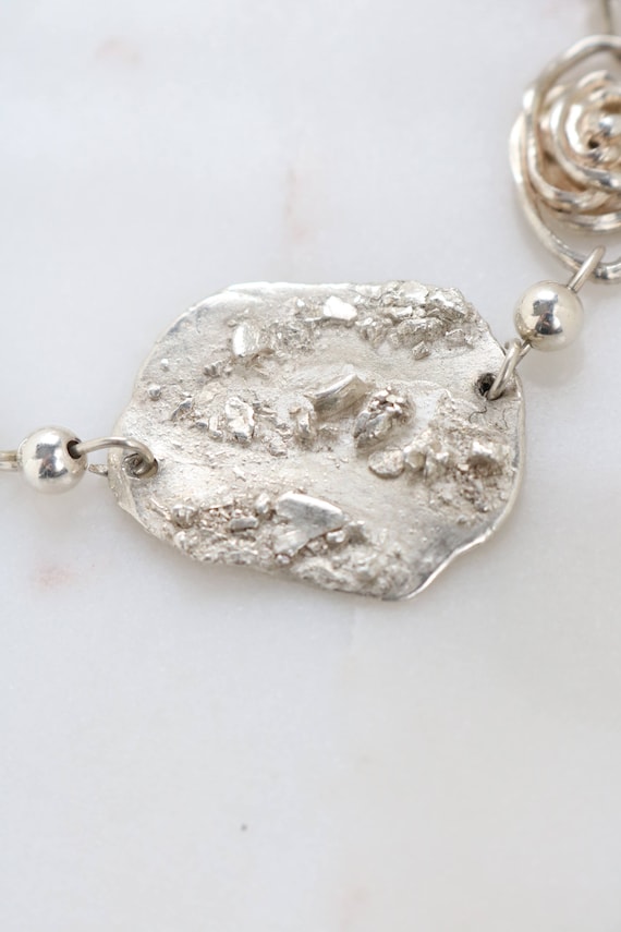 Vintage Sterling Silver Abstract Circle Link Brac… - image 6