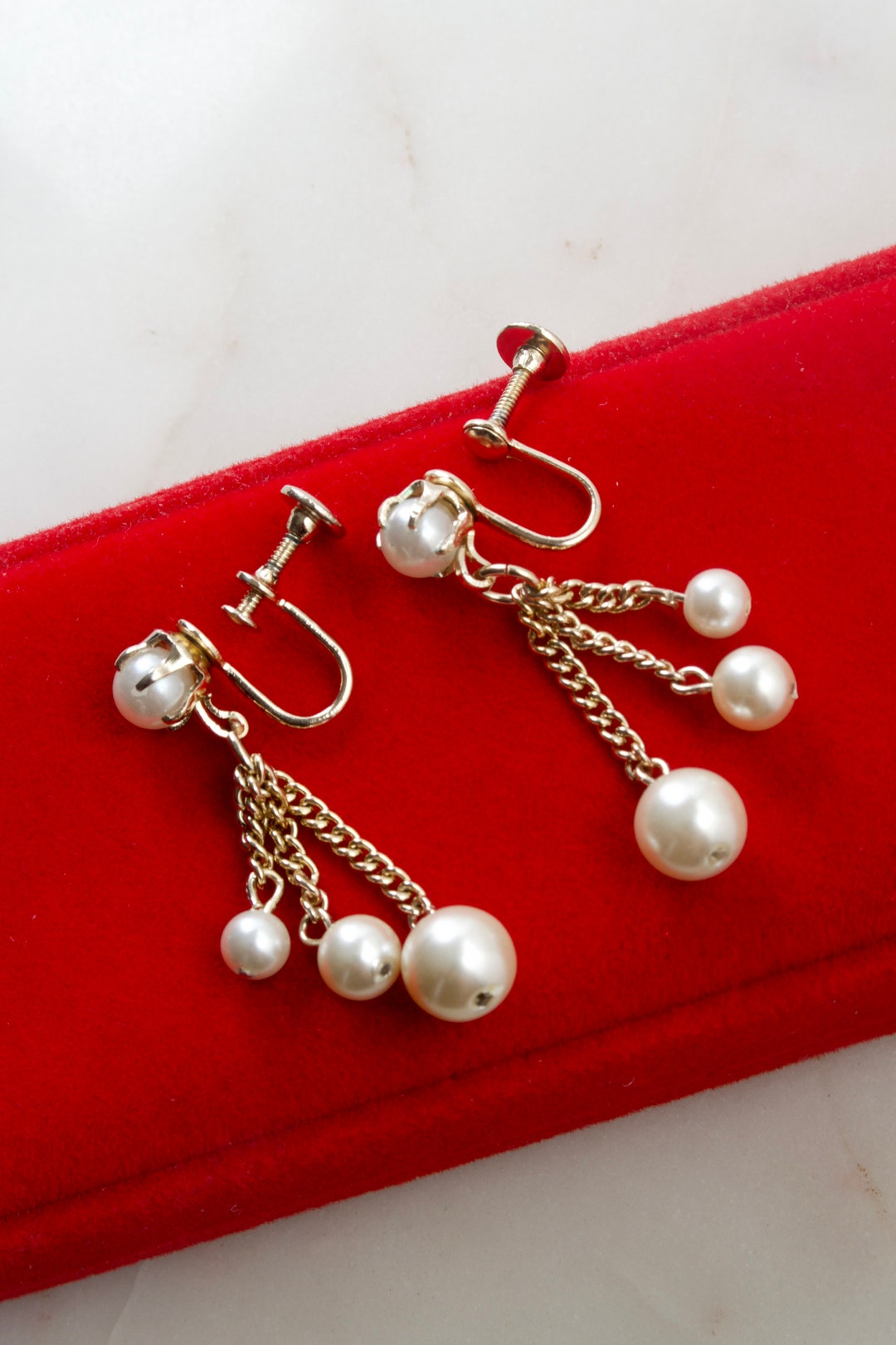 Vintage Pearl Tassel Earrings Etsy