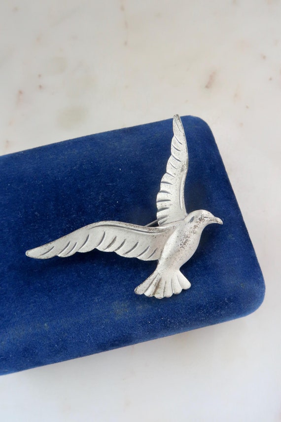 Vintage BEAU Sterling Silver Seagull Bird Brooch