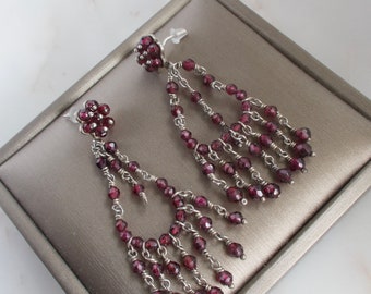 Vintage Sterling Silber Kronleuchter Ohrringe Amethyst Perlen Ohrringe Statement Ohrringe Geschenk für sie Geschenk für sie
