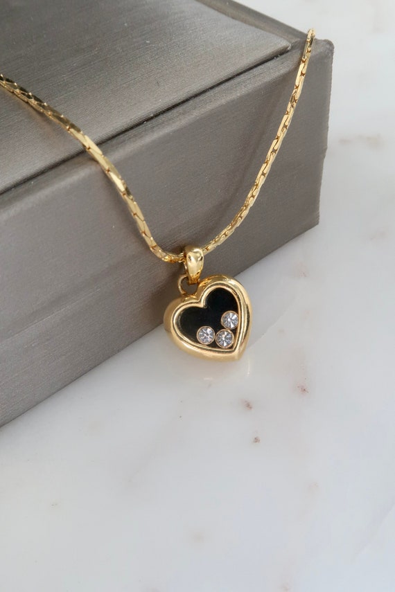Vintage Avon Rhinestone Heart Pendant Necklace