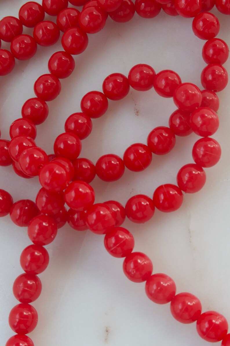 Vintage Red Bead Necklace Etsy