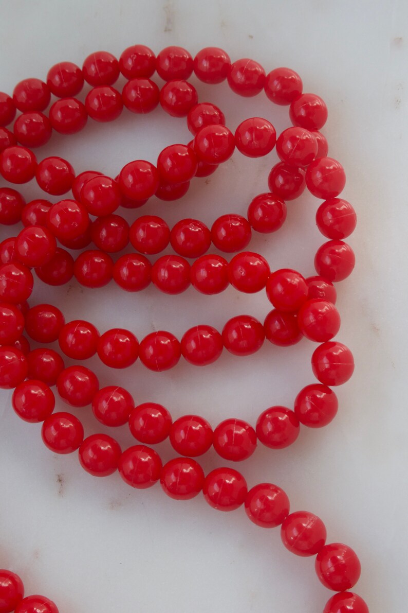 Vintage Red Bead Necklace Etsy