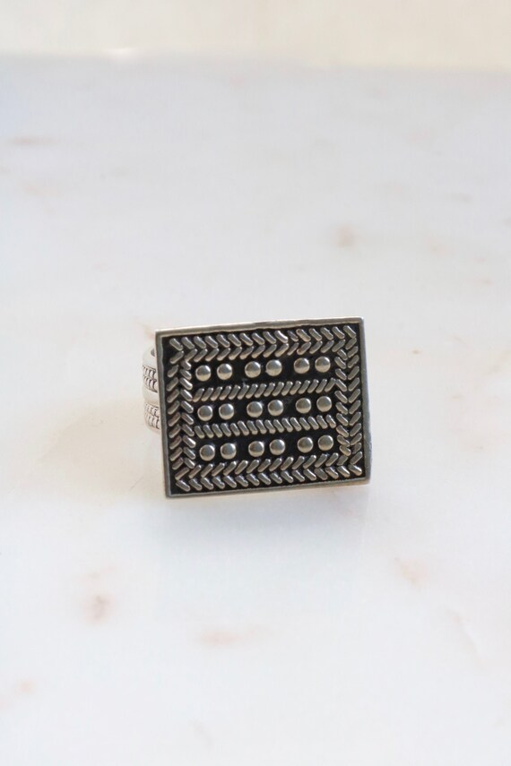 Sterling Silver Square Ring - Geometric Ring - Si… - image 3