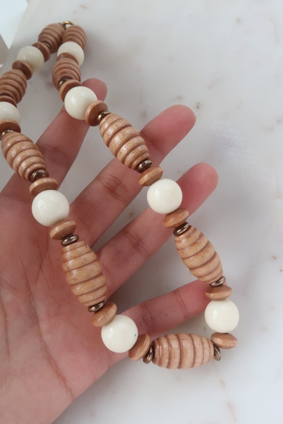 Vintage Wooden Bead Necklace - image 2