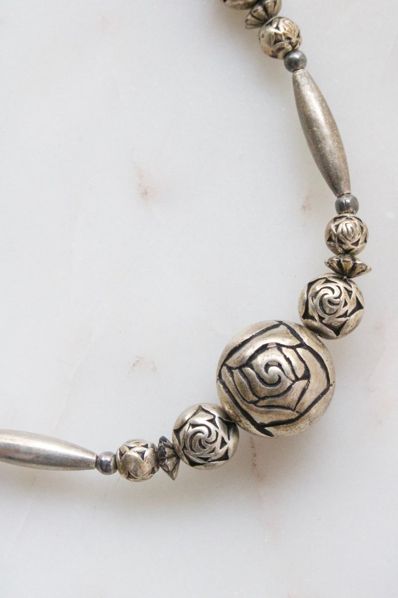 Vintage Silver Bead Necklace