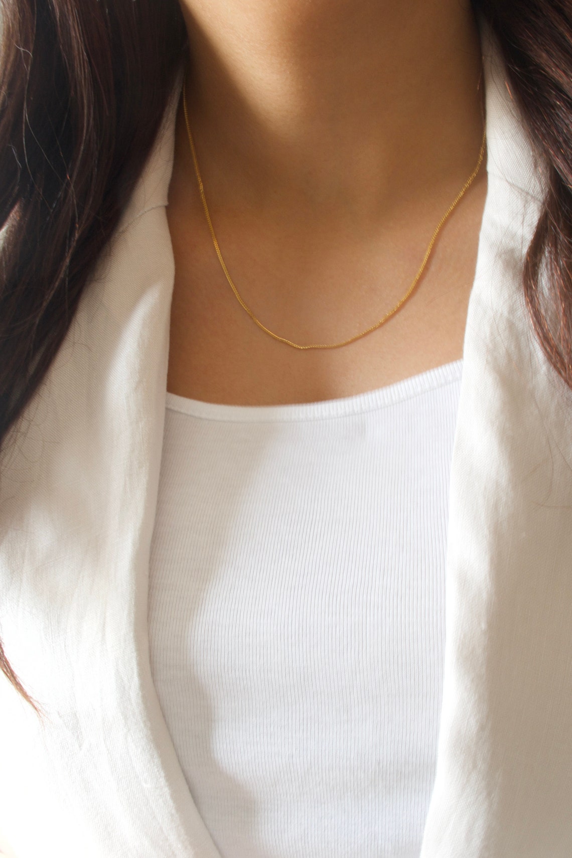 18k Solid Gold Chain Necklace - Etsy