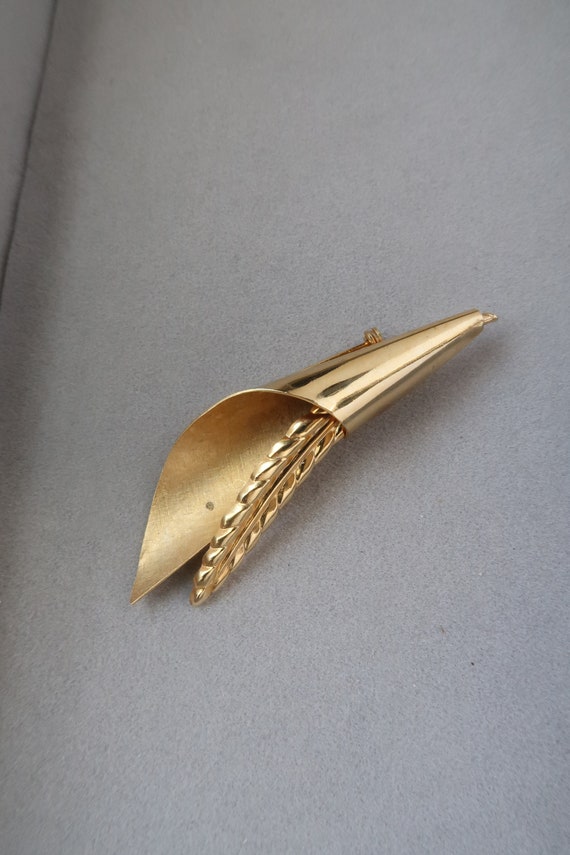 Vintage Gold Wheat Brooch - image 10