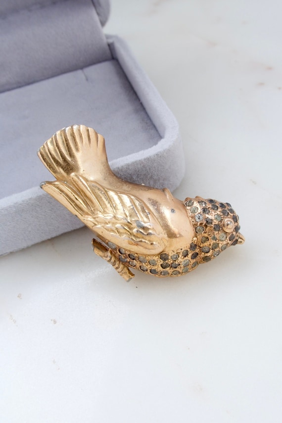 Vintage Gold Bird Brooch - Rose Gold Bird Brooch -