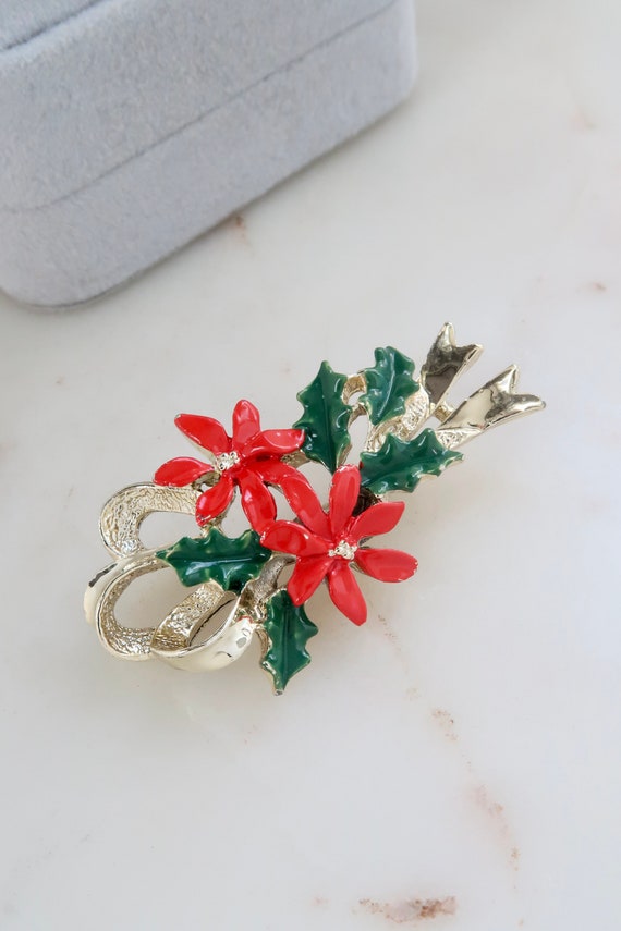 Vintage GERRY's Poinsettia Flower Brooch Christmas