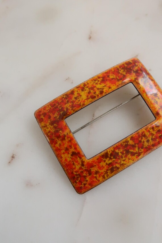 Vintage Orange Rectangle Shape Brooch - image 9