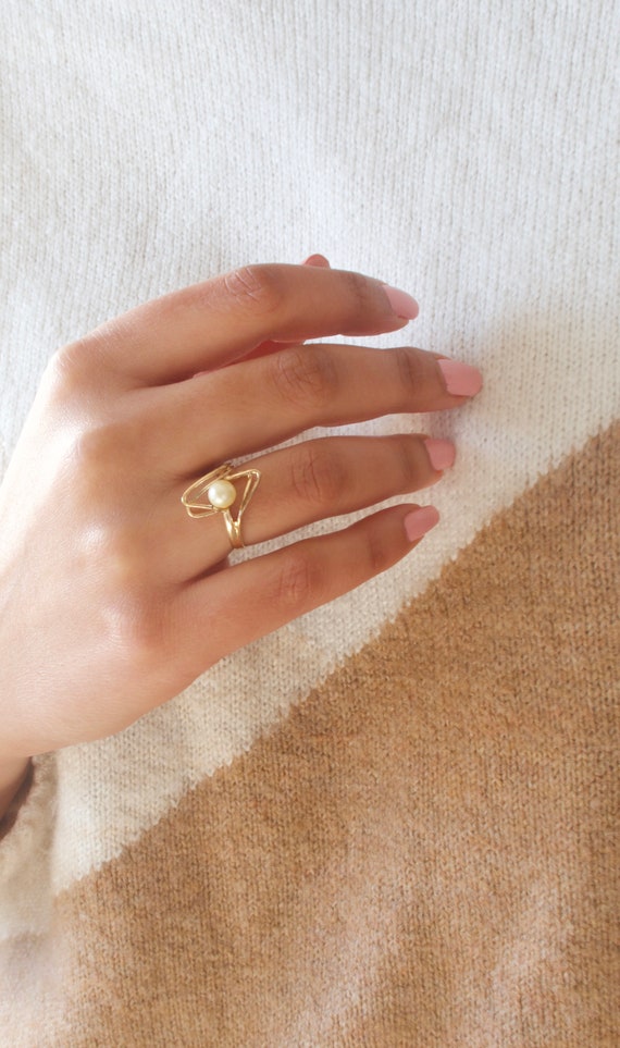 Vintage Gold Plated Sterling Silver Ring - Size 6… - image 2