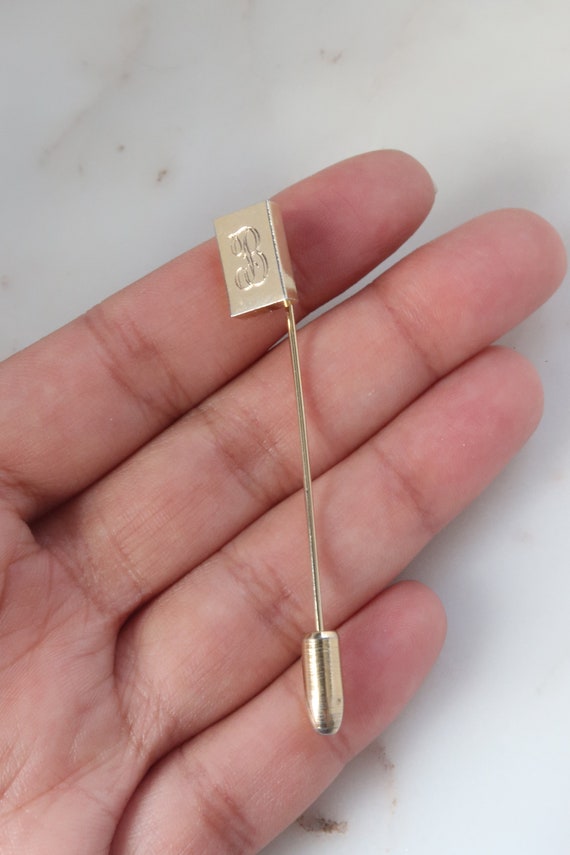 Vintage Gold B Stick Pin Initial B Pin Letter B P… - image 2