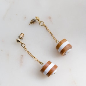 Vintage Hong Kong Wood Dangle Earrings